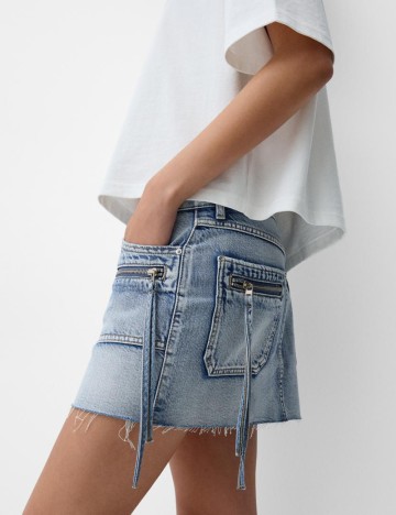 Fustă de blugi Bershka, albastru