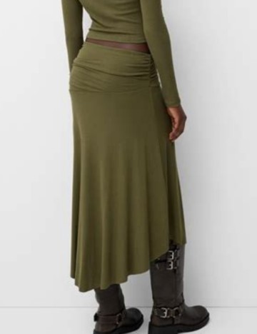 Fustă midi Bershka, kaki