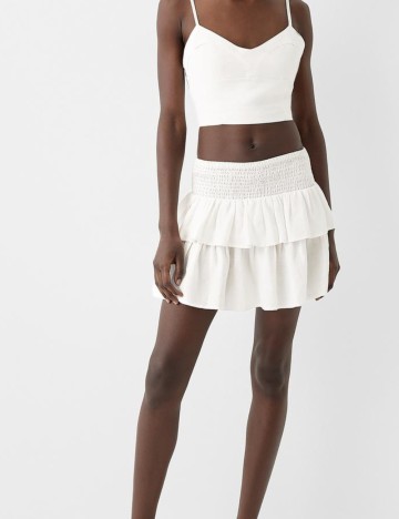 Fustă mini Bershka, alb