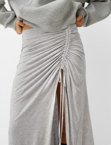 Fustă midi Bershka, gri