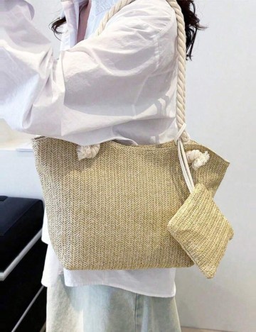 Set geantă și portmoneu Shein, bej