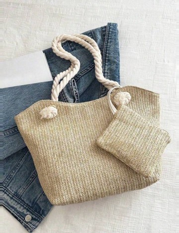 Set geantă și portmoneu Shein, bej