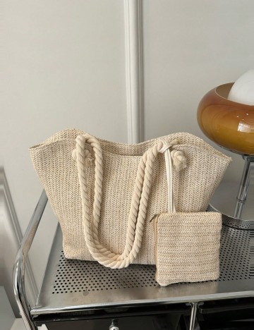 Set geantă și portmoneu Shein, bej