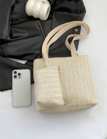 Set geantă și portmoneu Shein, crem