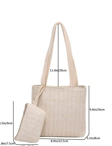 Set geantă și portmoneu Shein, crem