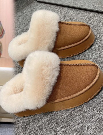 Saboți cu blană Shein, maro