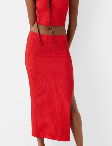 Fustă midi Bershka, roșu