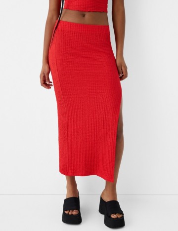 Fustă midi Bershka, roșu