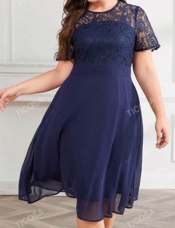 Rochie midi Shein Curve+, albastru