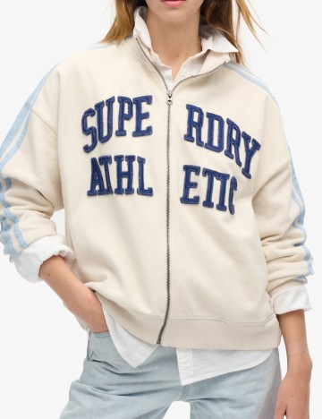 Bluză cu fermoar Superdry, crem