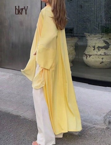 Cardigan lung Shein, galben