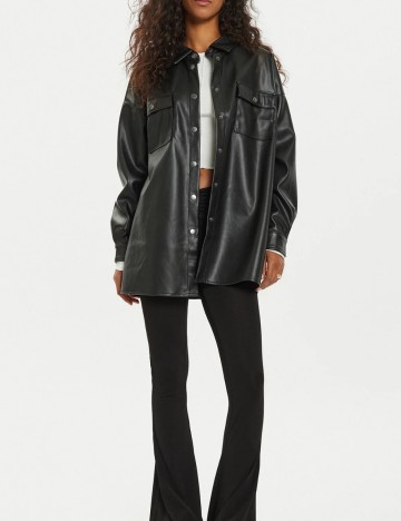 Jachetă imitație de piele Noisy May, negru