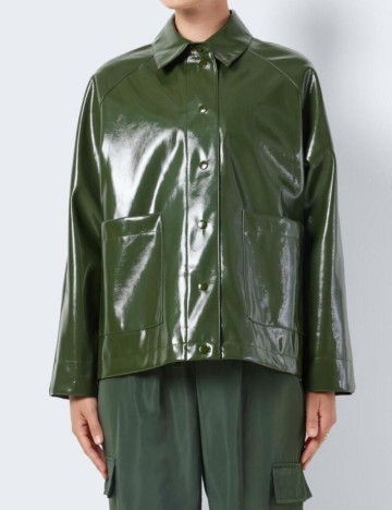 Jachetă imitație de piele Noisy May, verde