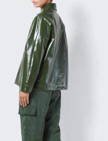 Jachetă imitație de piele Noisy May, verde