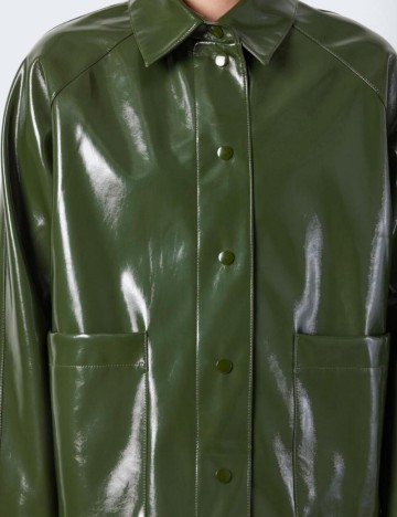 Jachetă imitație de piele Noisy May, verde