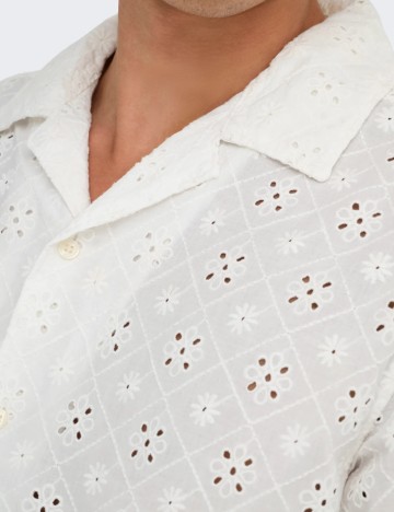 Cămașă cu m&acirc;necă scurtă Only & Sons, alb