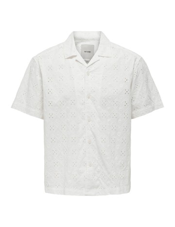 Cămașă cu m&acirc;necă scurtă Only & Sons, alb