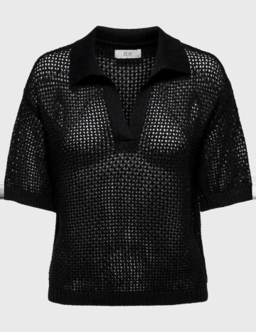 Pulover cu m&acirc;necă scurtă Jdy, negru