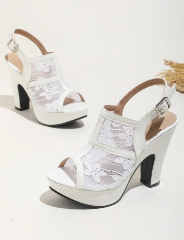 Sandale Cu Toc Shein, alb
