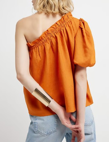 Cămașă cu m&acirc;necă scurtă River Island, portocaliu