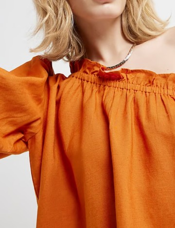 Cămașă cu m&acirc;necă scurtă River Island, portocaliu