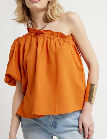 Cămașă cu m&acirc;necă scurtă River Island, portocaliu