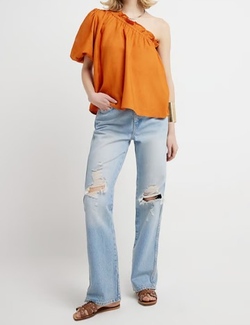 Cămașă cu m&acirc;necă scurtă River Island, portocaliu