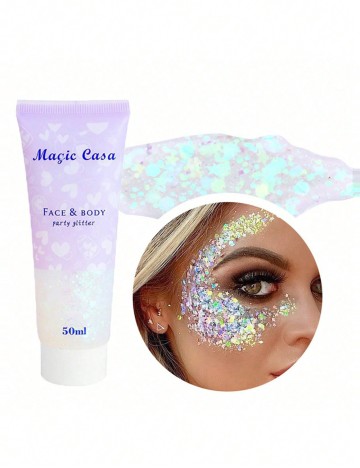 Gel cu sclipici pentru față, păr și corp Shein, alb