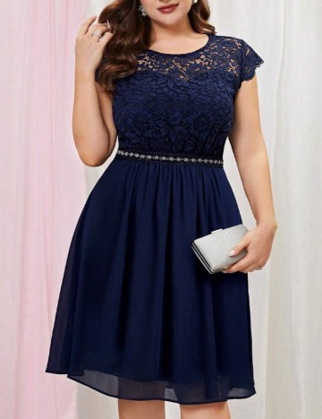 Rochie midi Shein Curve+, bleumarin