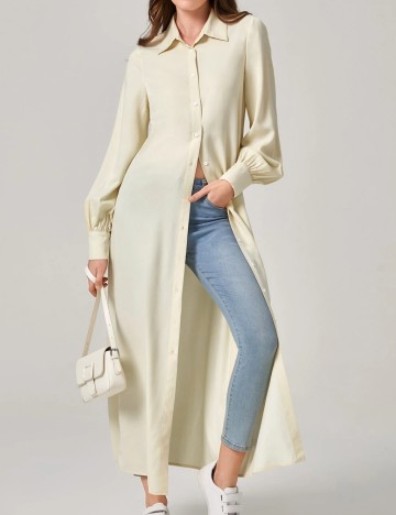 Cămașă lungă Shein, crem
