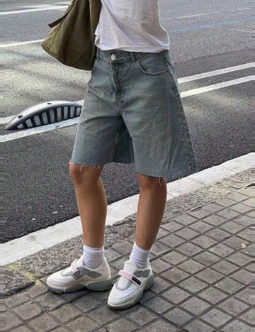 Pantaloni scurți de blugi Shein, albastru