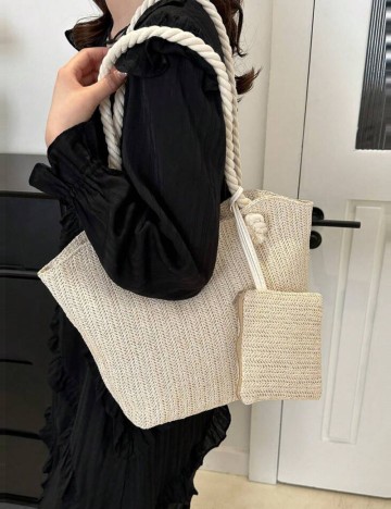 Set geantă și portmoneu Shein, bej