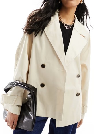 Trench scurt ASOS, crem