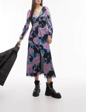 Rochie midi Topshop, mix culori