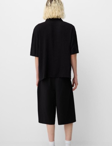Cămașă cu m&acirc;necă scurtă Bershka, negru