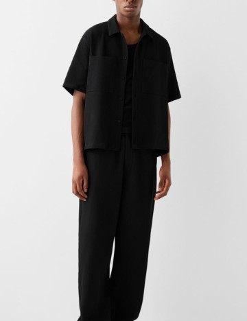 Cămașă cu m&acirc;necă scurtă Bershka, negru