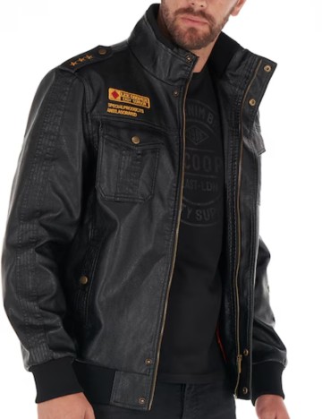 Jachetă imitație de piele Lee Cooper, negru