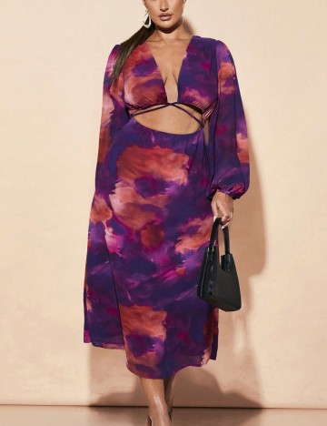 Rochie maxi Shein Curve+, mix culori