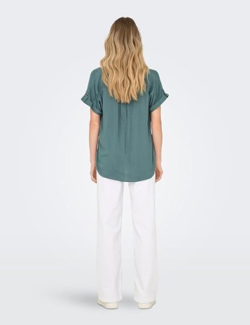 Cămașă cu m&acirc;necă scurtă Only, verde