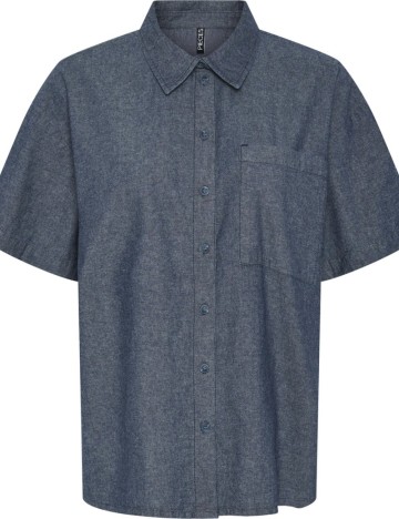 Cămașă cu m&acirc;necă scurtă Pieces, albastru