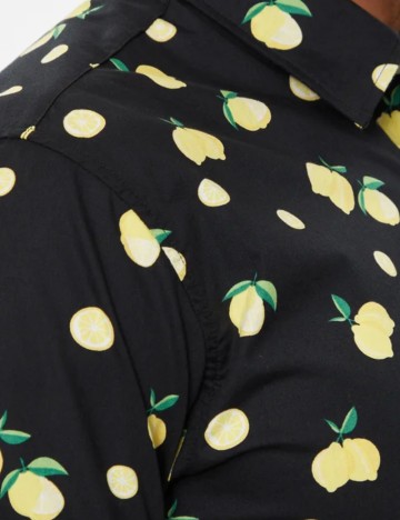 Cămașă cu m&acirc;necă scurtă Jack & Jones, negru