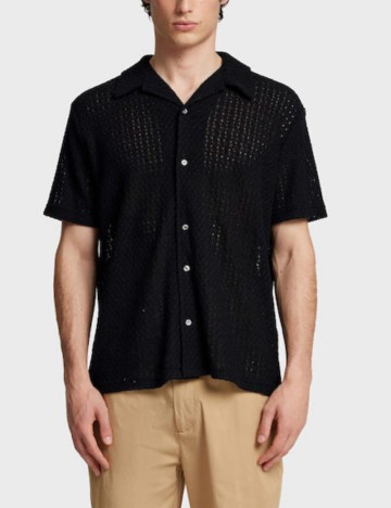 Cămașă cu m&acirc;necă scurtă Selected, negru