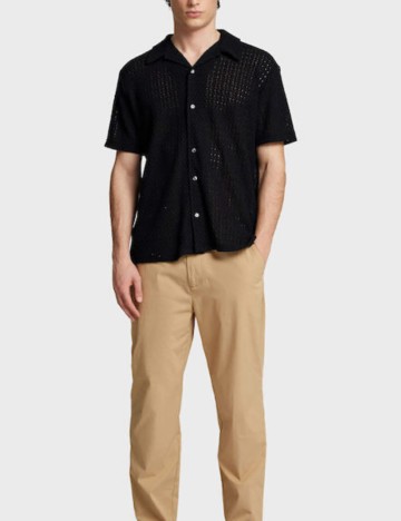 Cămașă cu m&acirc;necă scurtă Selected, negru