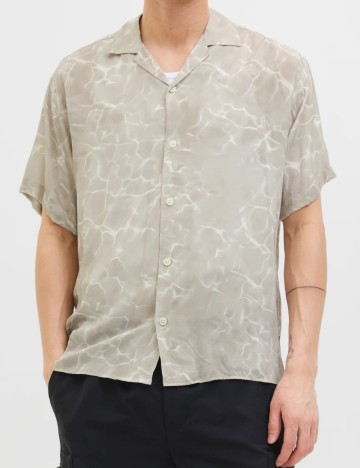 Cămașă cu m&acirc;necă scurtă Jack & Jones, bej