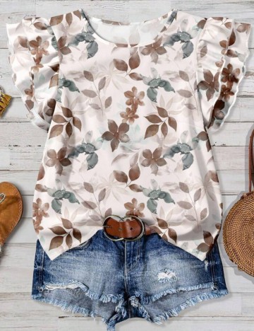 Cămașă cu m&acirc;necă scurtă Shein Curve+, mix culori