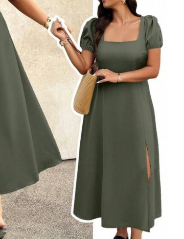 Rochie maxi Shein Curve+, kaki