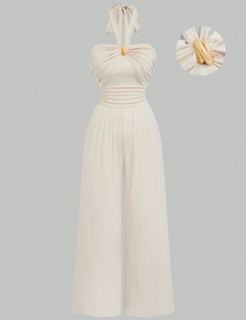 Salopetă lungă Shein Curve+, crem