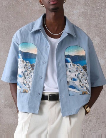 Cămașă cu m&acirc;necă scurtă Shein SUMWON, mix culori