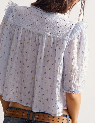 Cămașă cu m&acirc;necă scurtă Shein, albastru