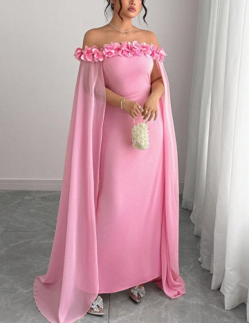 Rochie maxi Shein Curve+, roz